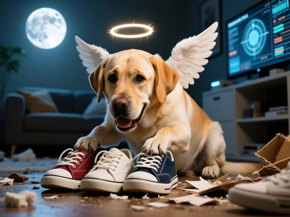 拉布拉多拆家实录，月吞三双鞋的天使养成指南