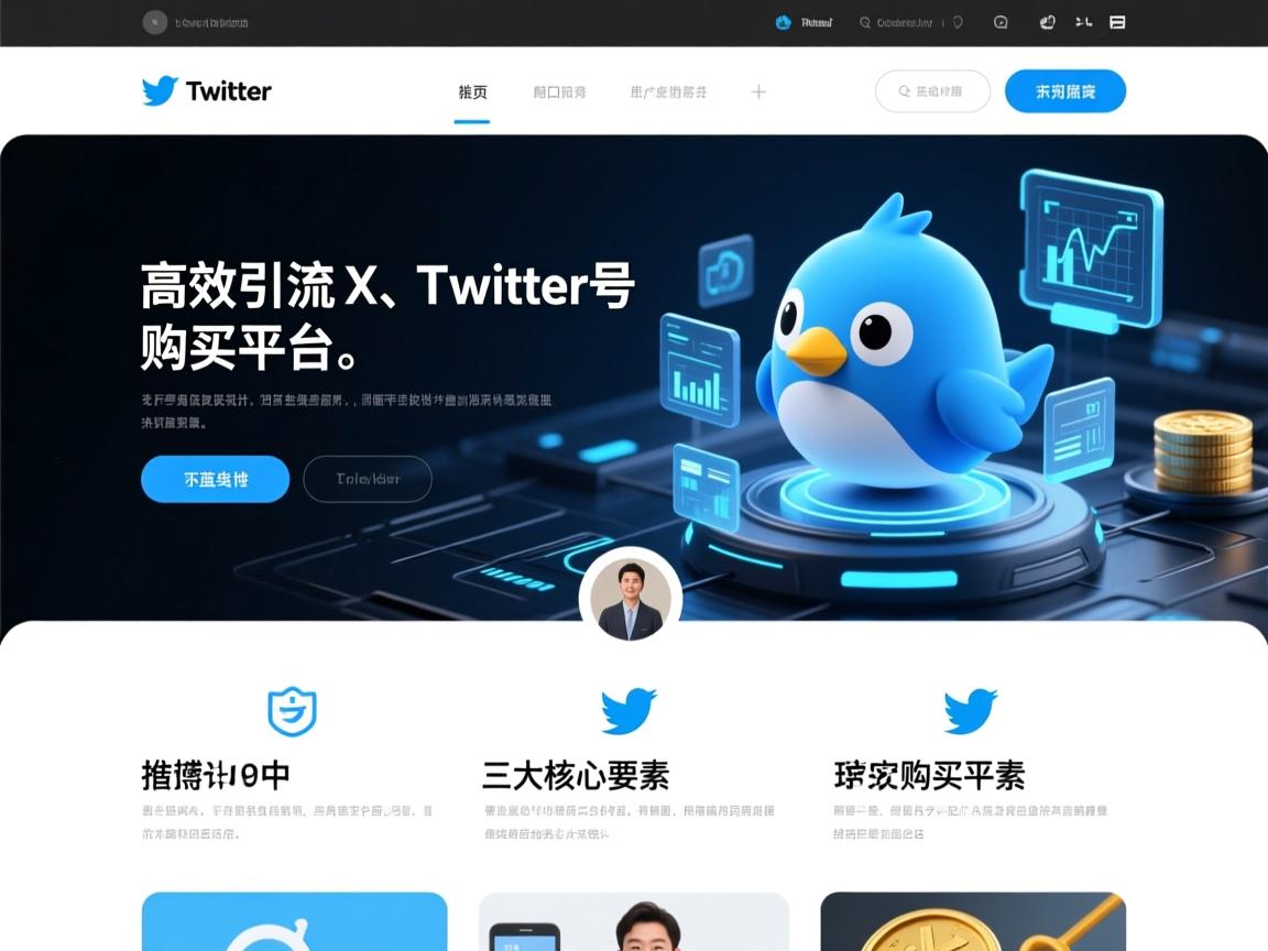 高效引流，推特、小蓝鸟、X、 Twitter号购买平台首页设计的三大核心要素