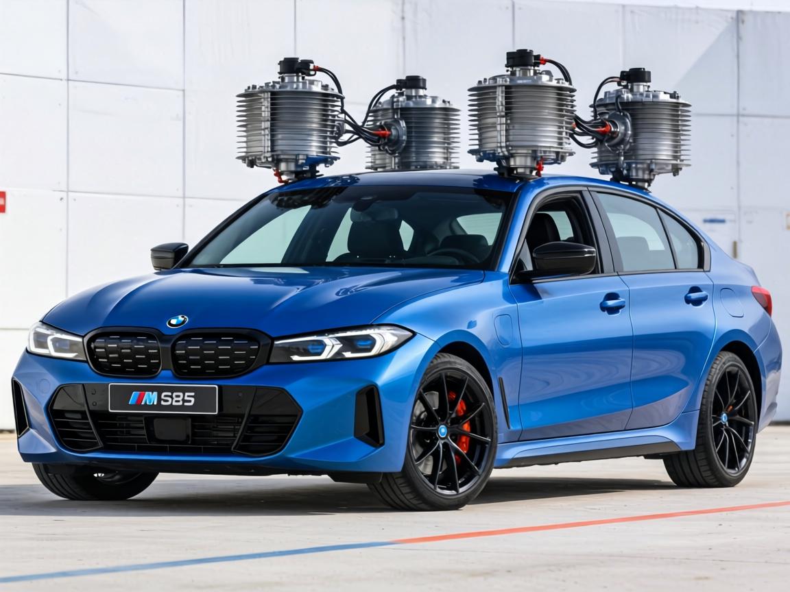 宝马性能版纯电轿车测试车流出,造型较i3更具攻击性,或将搭载四台独立电机