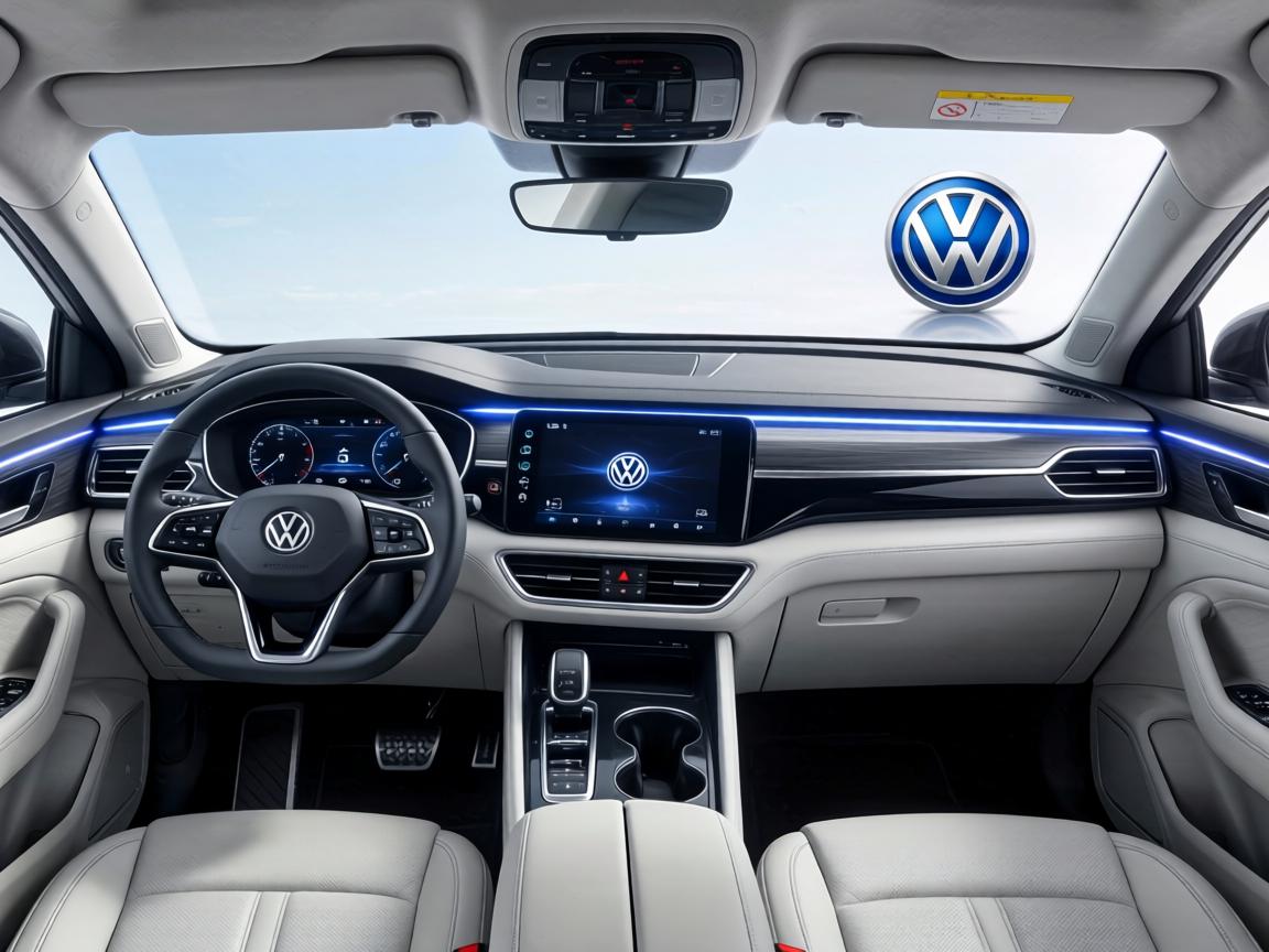 大众全新Atlas官图曝光：配备贯穿灯带与可亮车标，内饰采用三屏布局